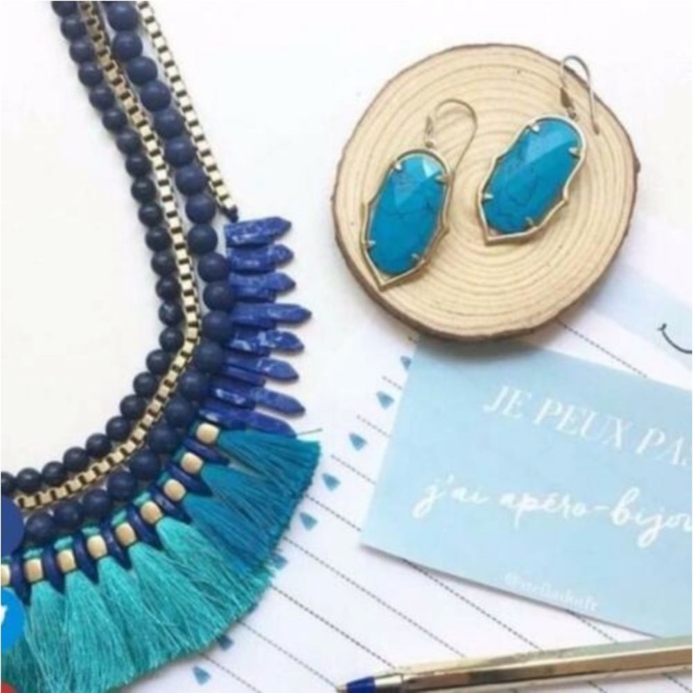 Stella & Dot | Turquoise + Vintage Gold Retired Amala Chandelier Earrings